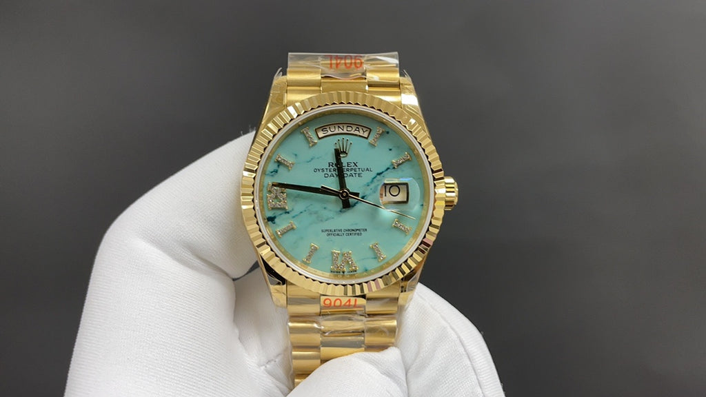 Day-Date 36 Yellow Gold mit Turquoise Dial and Diamond-Set Roman Numerals