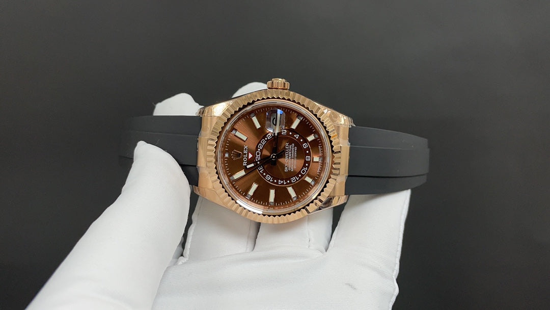 Sky-Dweller Everose Gold with Chocolate Dial and Oysterflex Bracelet