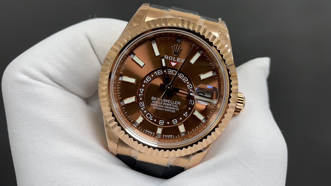 Sky-Dweller Everose Gold with Chocolate Dial and Oysterflex Bracelet